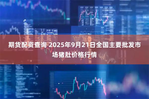 期货配资查询 2025年9月21日全国主要批发市场猪肚价格行情